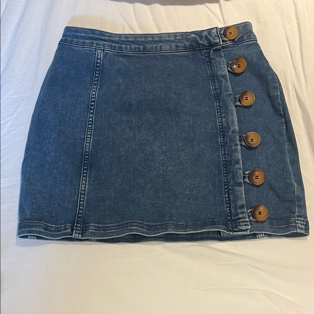 Free People Button Denim Skirt